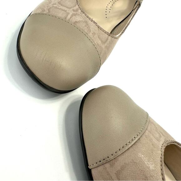 SAS Isabel Mary Jane Pumps Size 8 Wide Taupe/Tan Leather & Leopard Print Textile - Picture 14 of 16